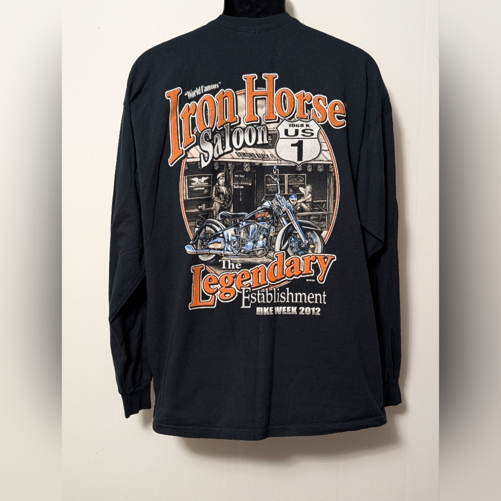 Men's 2012 Bike Week Iron Horse Saloon Long Sleeve  T-shirt Black Size XL - Picture 2 of 12